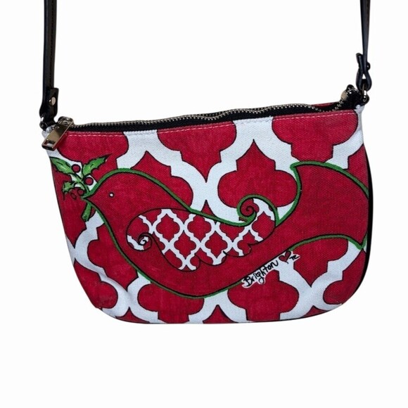 Brighton Handbags - Brighton Love Dove Pouch Crossbody Bag Womens Small Red White Holiday Bird
